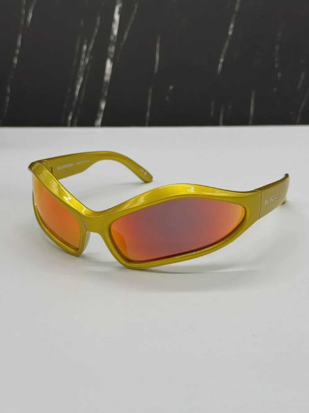 NEW BALENCIAGA BB0314S 004 YELLOW GEOMETRIC UNISEX SUNGLASSES BALENCIAGA EYEWEAR
